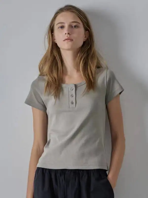 

Casual ort Sve T-irt Women's Slim Fit Pure Color Summer New Sle Top Cotton 00% ort Length Faionable Women's Tee