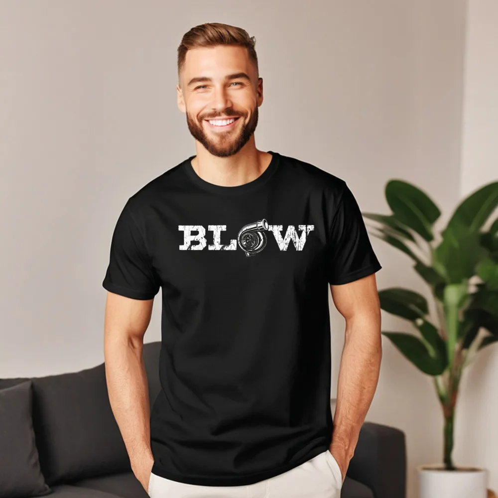 Funny Car Turbo Blow gift 100% Cotton Youth Short Sleeve Tees Casual Graphic T Shirts Letter T-shirts Graphic Round Neck