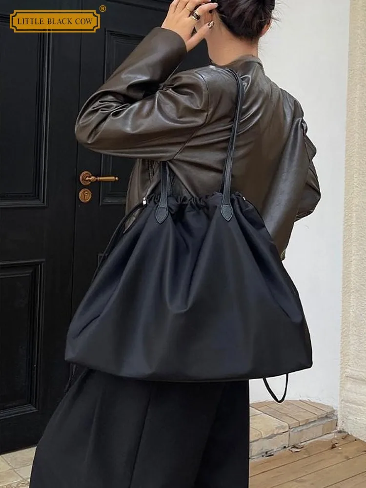 

New Office Women Casual Tote Buckle Canvas Single Shoulder Bag Large Capacity Handbag Casual Ladies Underarm Bag Shopping Bags