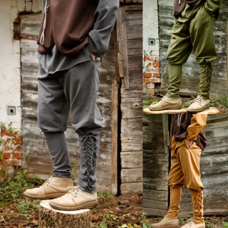 

Men Medieval Renaissance Trousers Male Leg Bandage Loose Gothic Pant Vintage Knight Vikings Pirate Cosplay Costumes