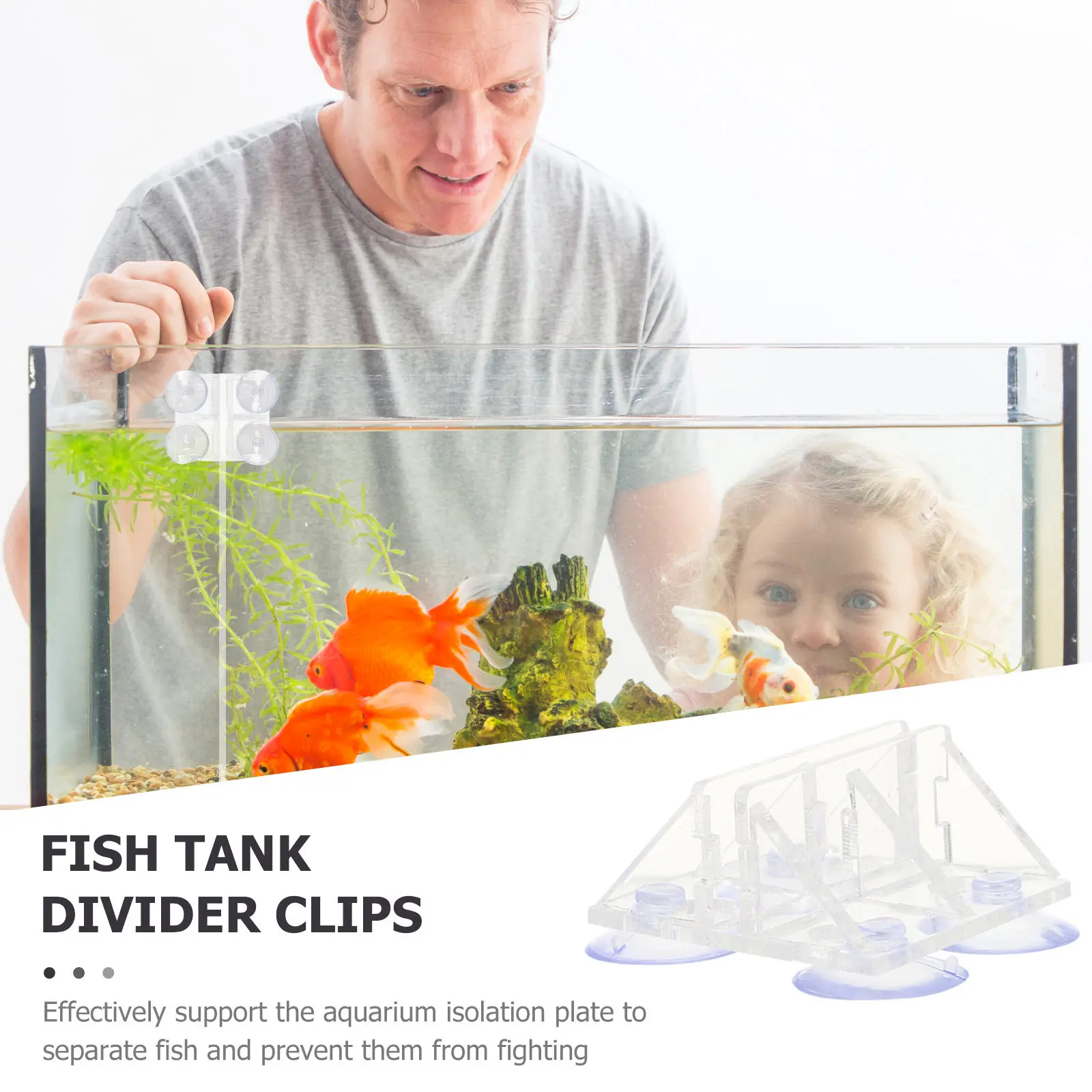 2Pcs Acrylic Fish Tank Divider Suction Cup Clips Clear Aquarium Isolation Holder Supports Glass Panel Fish Separation