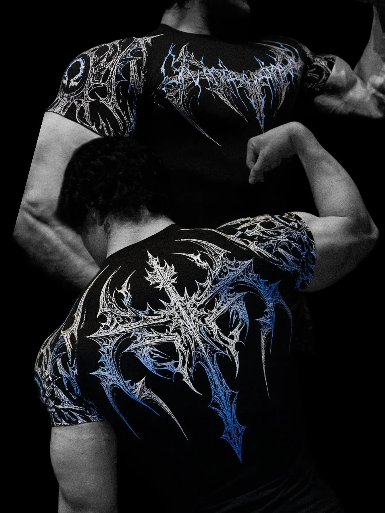 الشباب جولة الرقبة رياضة قصيرة الأكمام المطبوعة ضغط الرياضة اللياقة البدنية الخريف منتج جديد للجنسين تي شيرت التجفيف السريع تنفس #6