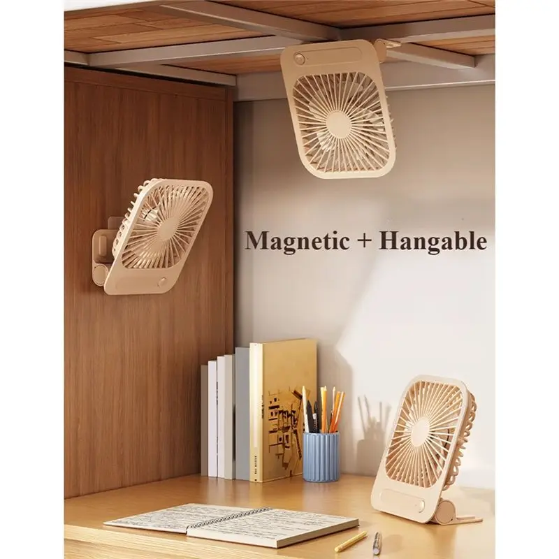 พัดลมระบายความร้อนแบบพกพา ชาร์จผ่าน USB รุ่น 180 °   การออกแบบบางเฉียบแบบแม่เหล็กปรับความเร็วได้ 4 ระดับสำหรับการศึกษาที่บ้านและที่ทำงาน