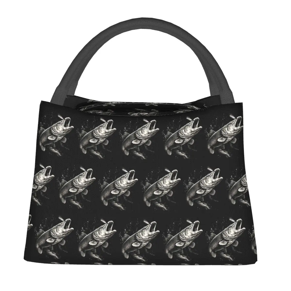 Fishing Lover Pike Fish Design Insulated Lunch Bag for Women Children Leakproof Food Boxes Thermal Lunch Box Tote