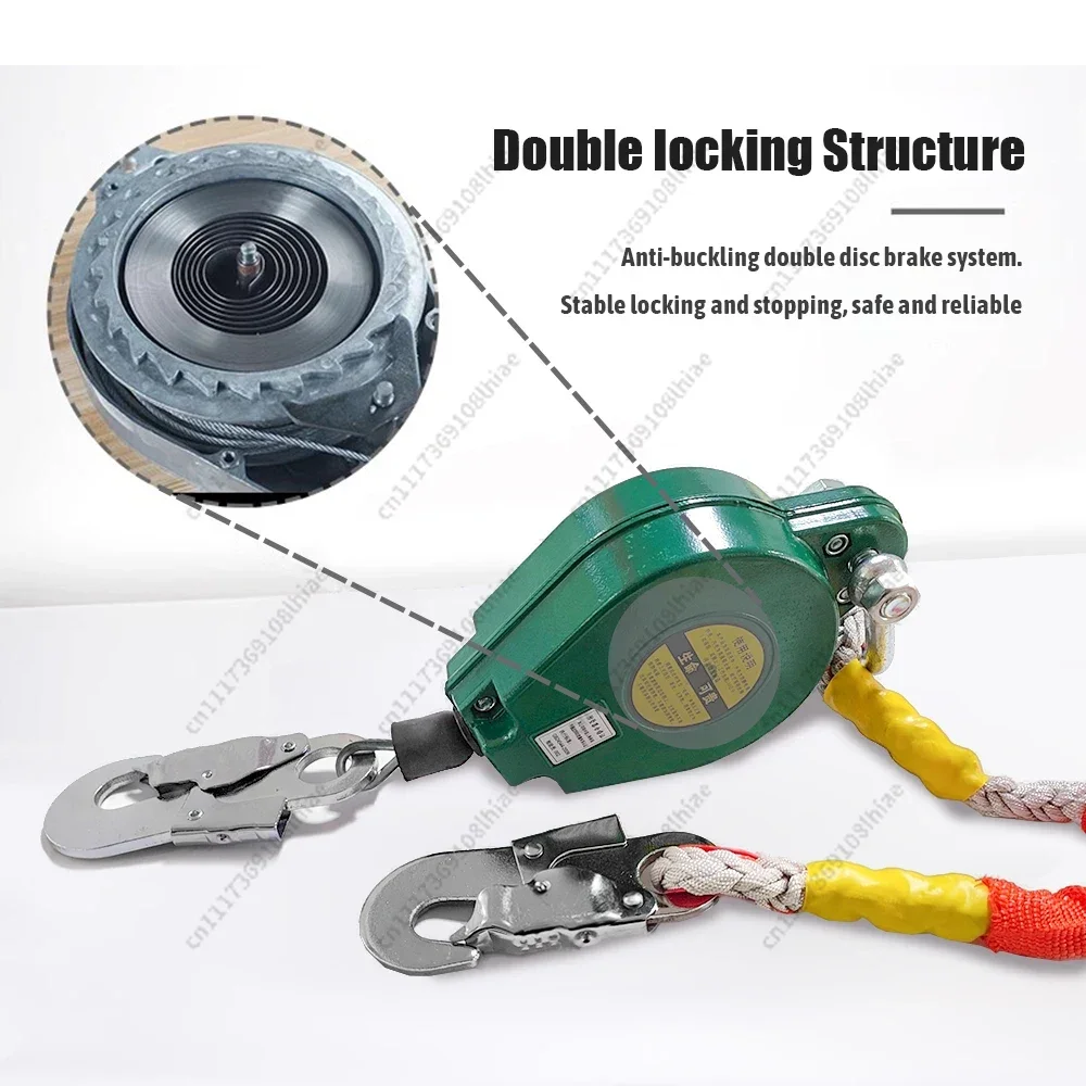 Heavy-Duty Self-Locking Fall Arrester, Fall Protection Safety Device, Available in 3m/10m, for Cargo Lifts & Cranes