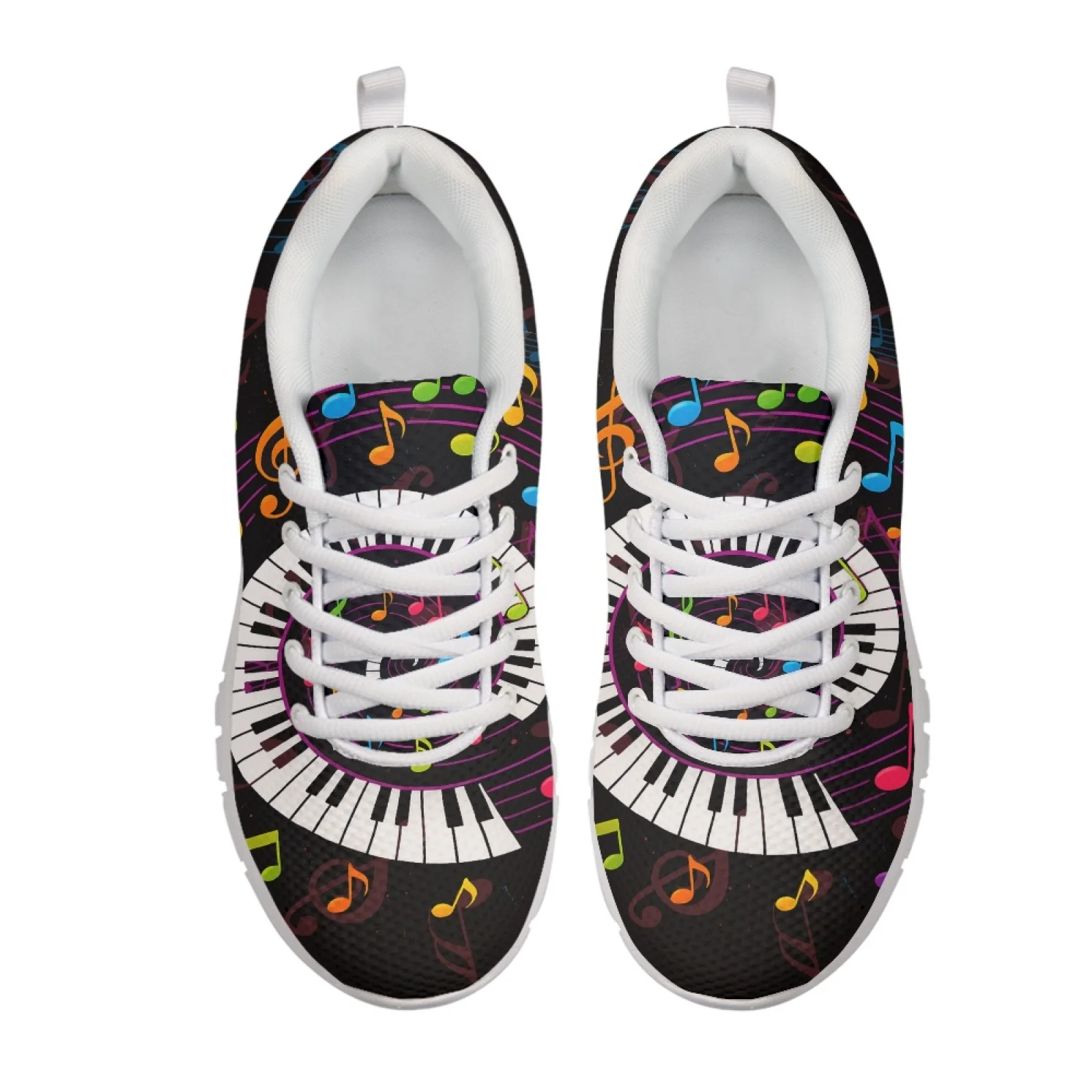Coloranimal Music Note Print Running Shoes Walking Sneakers for Men Lace Up Sports Tennis Shoes