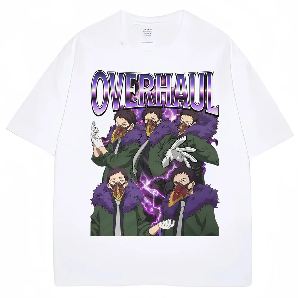90s Anime My Hero Overhaul Academia Graphic T-Shirt Vintage Harajuku Fashion Men Women T Shirt Oversized Cotton Casual Tee Shirt