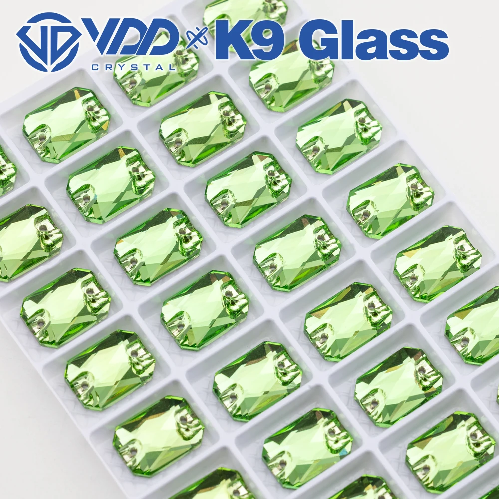 VDD Großhandel Smaragdschliff Hochwertige K9-Glas-Applikations-Strasssteine, Kristall-Flachrück-Applikationssteine zum Nähen für Bekleidungsdekorationen – Detail 16