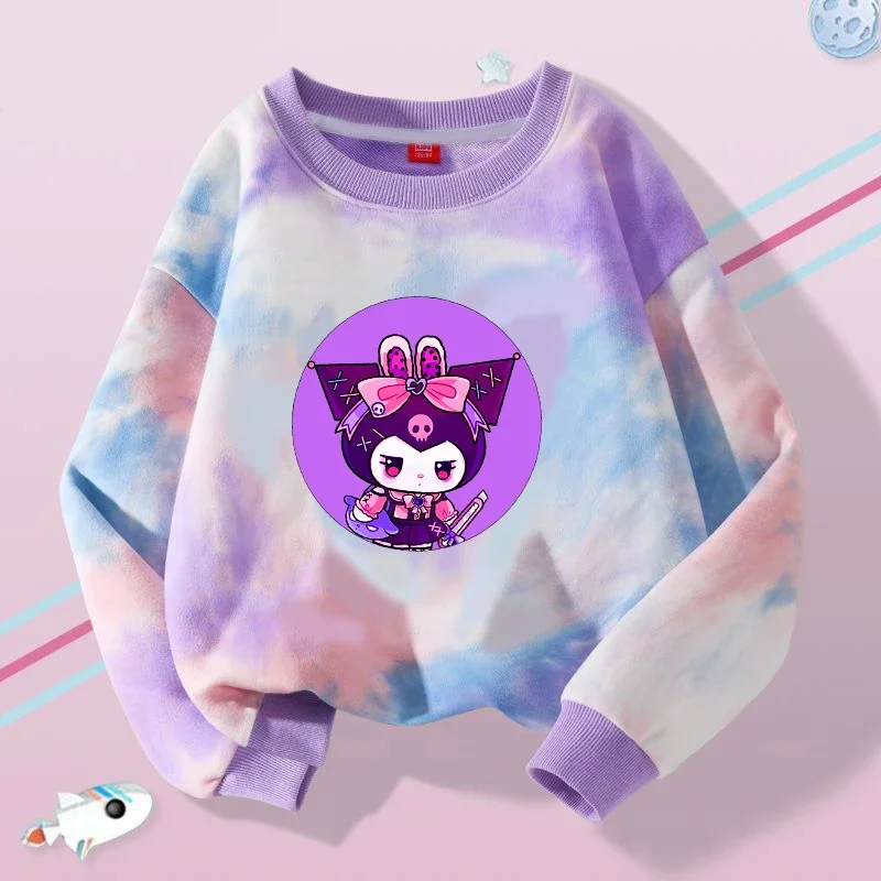 Kuromi bambini maglione con cappuccio Anime Sanrio stampato felpe con cappuccio cartone animato a maniche lunghe primavera autunno felpe