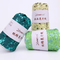 100g 3mm+6mm Sequin Pure Cotton Yarn, Hand Woven DIY Fashion Clothes and Accessories Crochet Thread, Birthday Gift Knitting Yarn