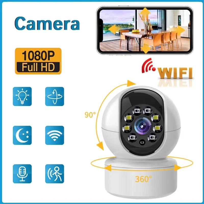 Cámara USB 1080P A10 para interiores, Monitor inalámbrico WiFi de 360 °, visión nocturna HD, vigilancia de seguridad para el hogar, grabadora de Audio y vídeo