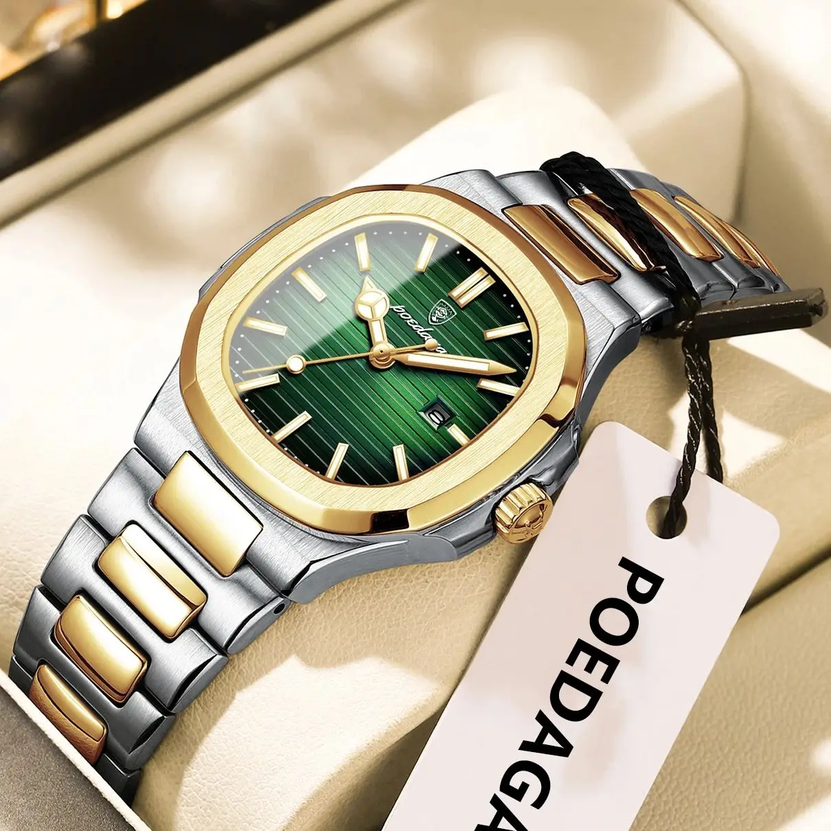 

POEDAGAR Square Luxury Watch For Woman Waterproof Luminous Date Ladies Wristwatch Stainless Steel Fashion Quartz Women's Watches