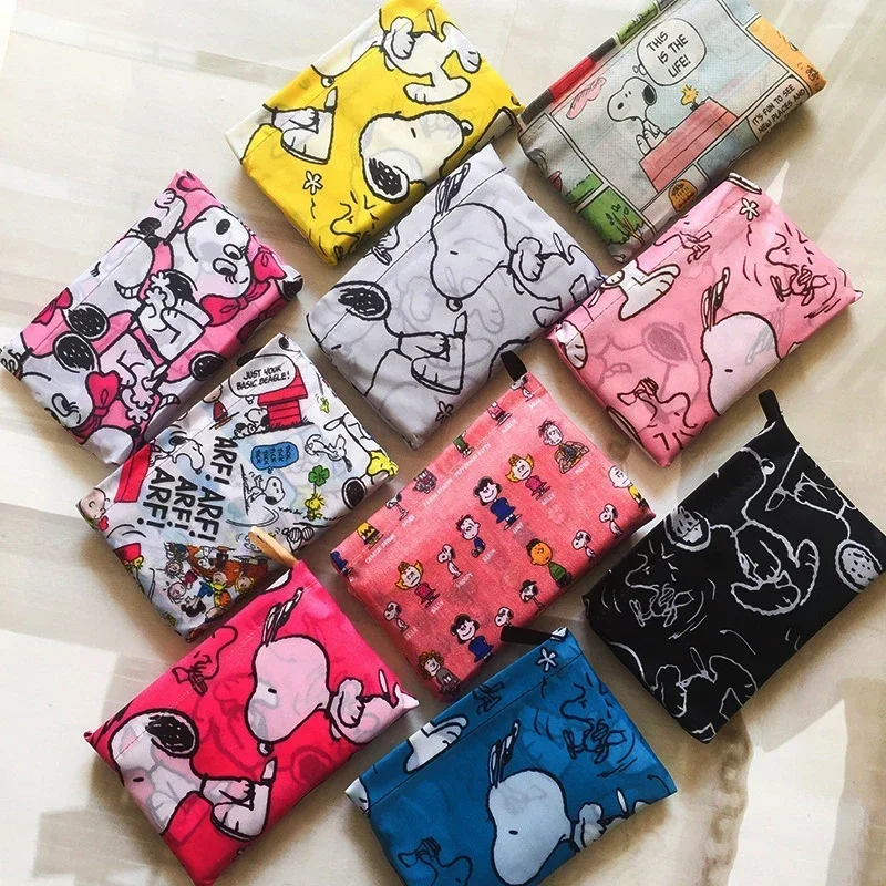 Snoopy Large Size Storage Bag Eco-Friendly Shopping Bag Collapsible Washable Reusable Travel Handbags Mall Tote Bag Lightweight