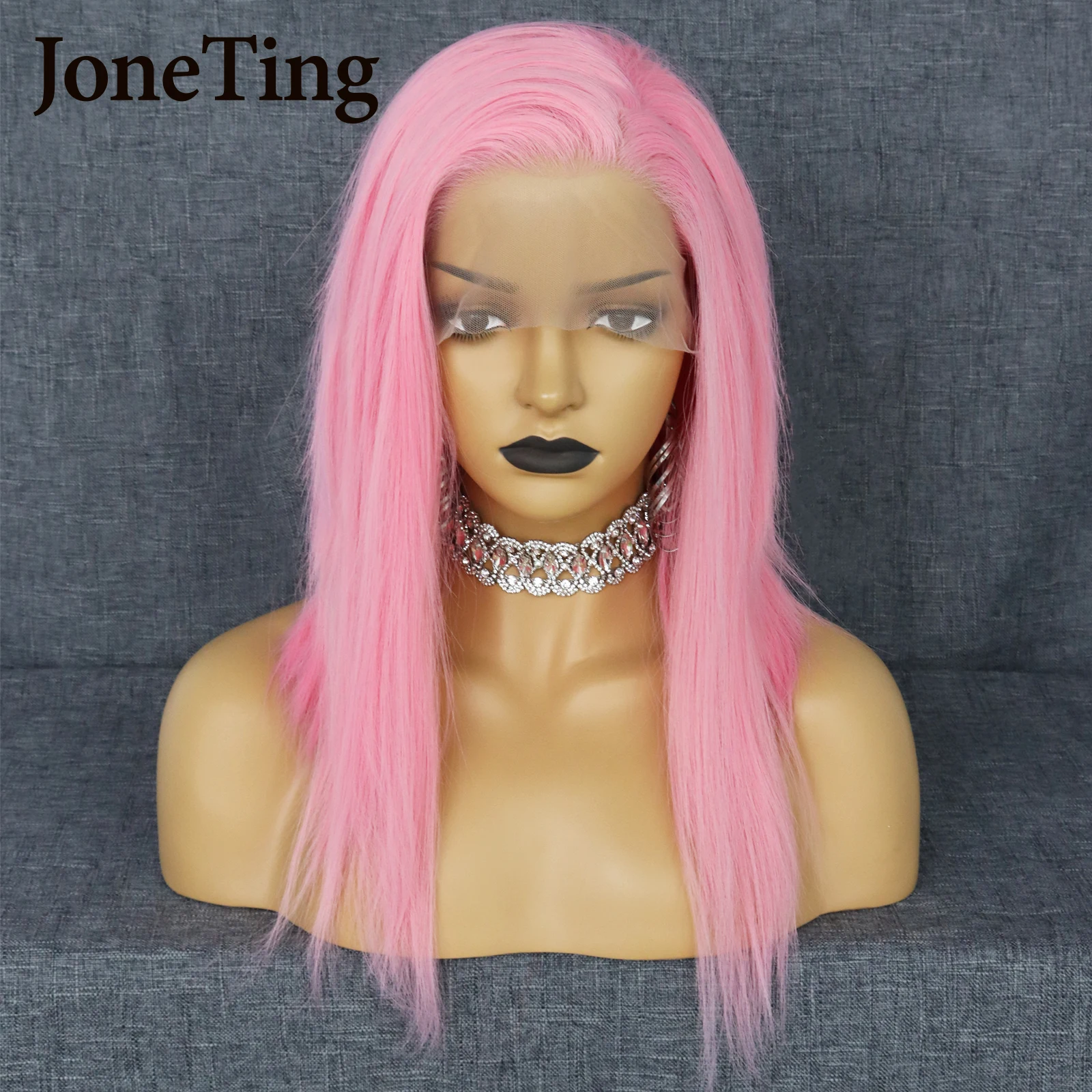 JT Synthetic Charisma Short Straight Hair Pink Wigs Natural Hairline Synthetic Lace Front Wig Cosplay Wig for Women Bob Lace Wig