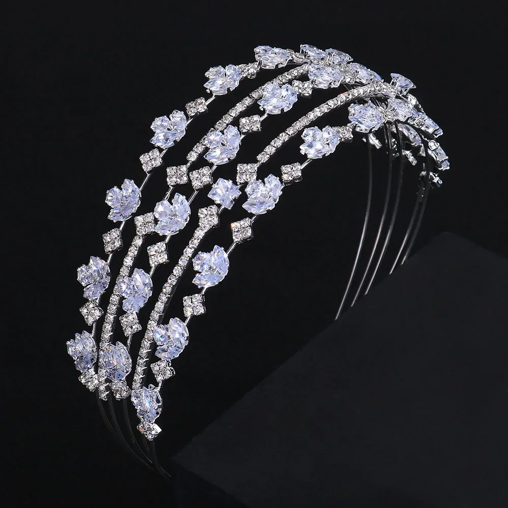 Vintage Sparking Zircon Hair Ornament Rhinestone Crystal Bride Tiara Crown Bridal Hairbands Princess Headband Diadem Jewelry