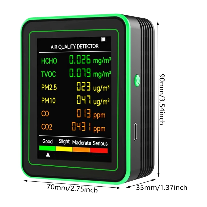 Medición profesional calidad del interior con CO2 TVOC HCHO Temperatura Humedad