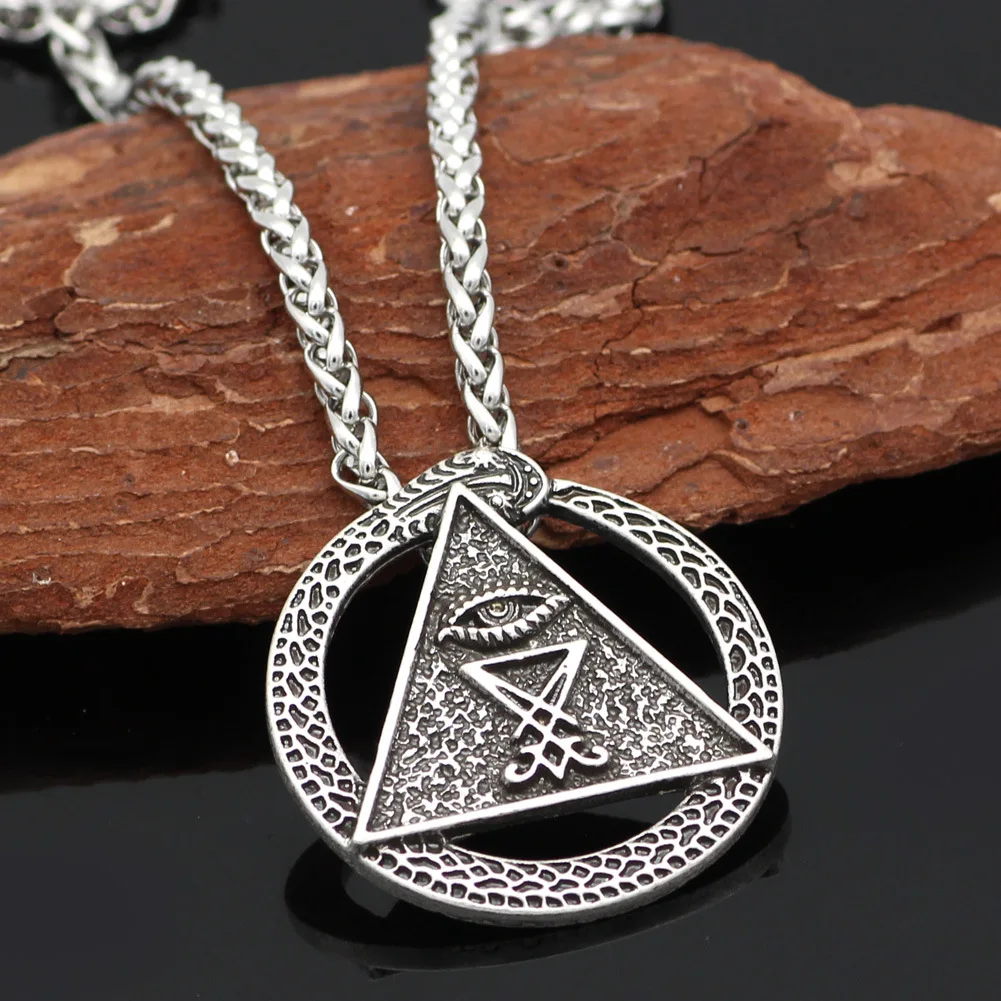 

devil necklace Stainless Steel Statement Necklace Seal of Lucifer LaVey Hidden Devil Long Necklace Jewelry
