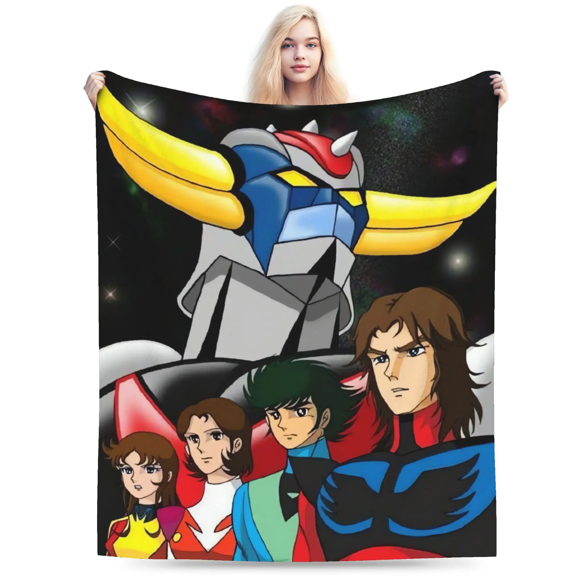 Ufo Robo Grendizer Goldorak Flannel Blanket Autumn  Warm Bedding Throws for Girls Boys Outdoor Trend Bedspread Sofa Bed Cover