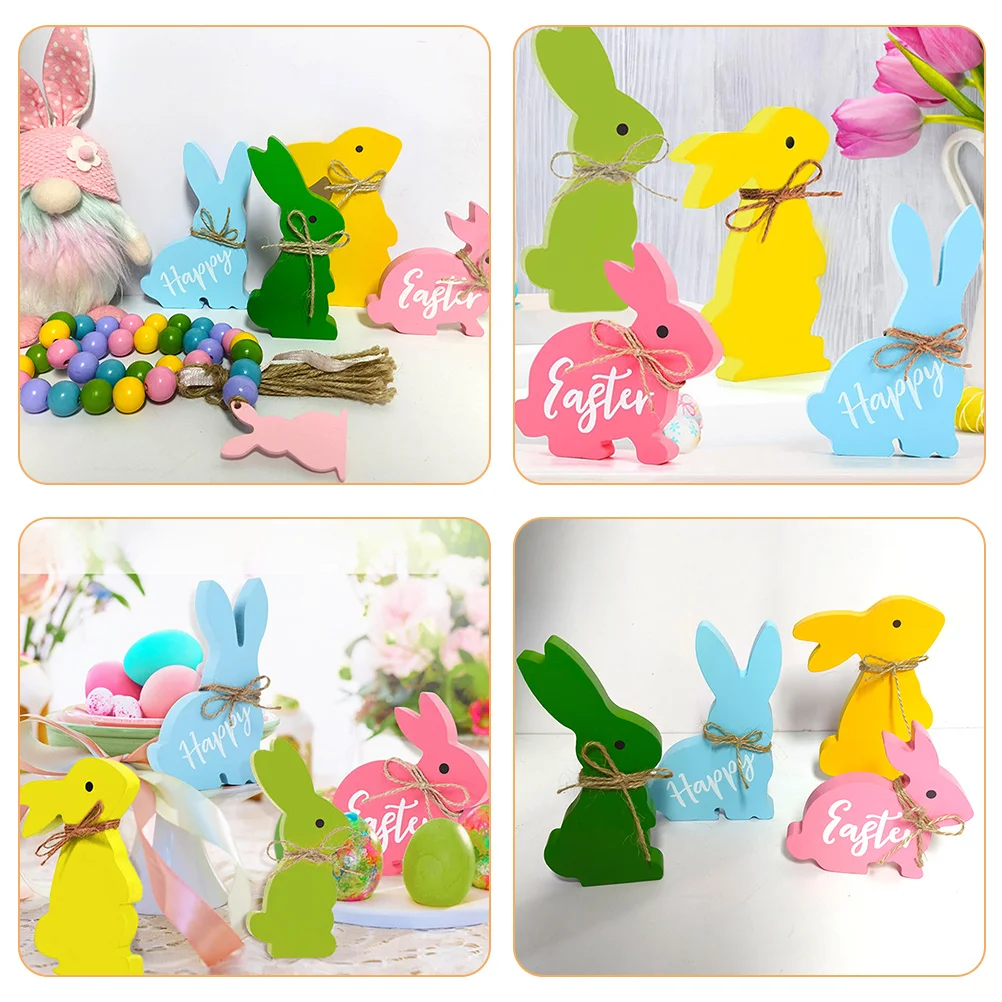 

Ornament Wooden Rabbit Beaded Set Party Bunting Decorations Ornaments Bunny for