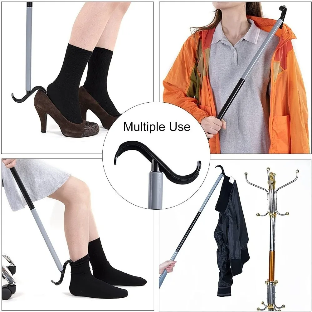 Multi Function Dressing Aid Stick Detachable Section Long Handle Dressing Hook Lightweight Build Ergonomic Hook Sock Helper Tool