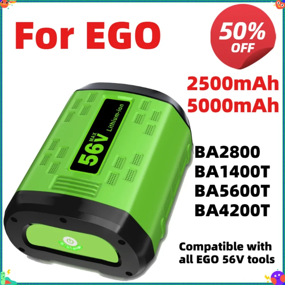 56V 5.0Ah Li-ion Battery BA2800/BA1400T/BA5600T/BA4200T Replacement for EGO 56V 5000mAh Power+ Bicycle Trimmer Blower