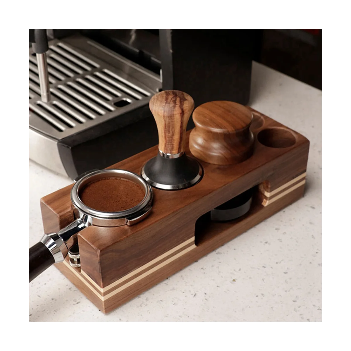 سدادة قهوة حامل الخشب ملء دعم قاعدة اسبريسو العبث حصيرة محطة الوقوف لملحقات القهوة باريستا 54 مللي متر