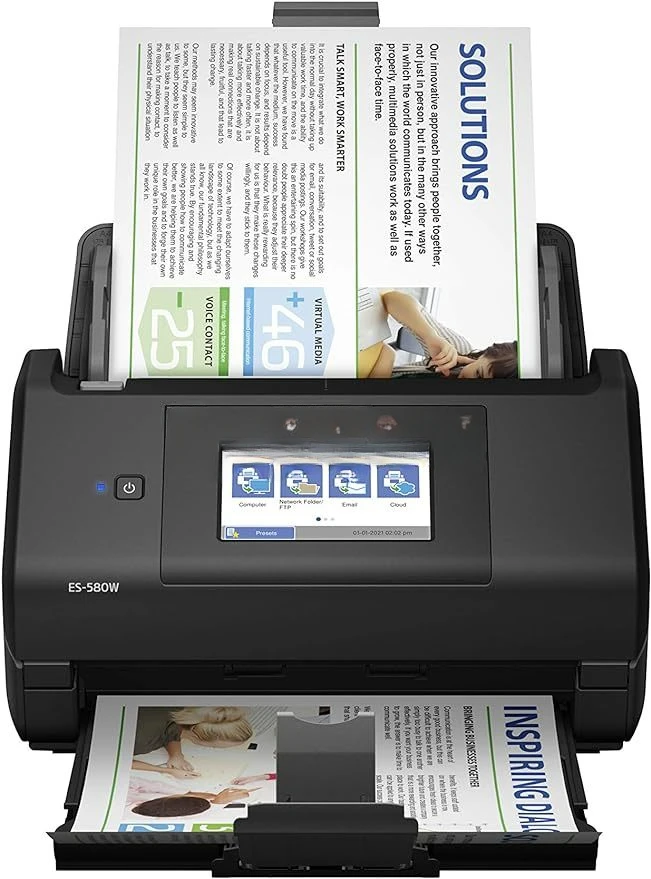 ES-580W Wireless Color Duplex Desktop Document Scanner for PC and With 100-sheet Auto Document