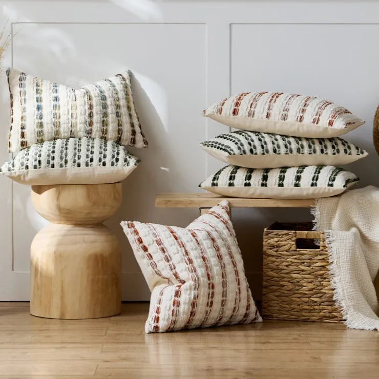 Modern Simple Living Room Sofa Stripe Pillowcase Bedroom Bay Window Pillowcase Homestay Soft Decoration Pillow 50