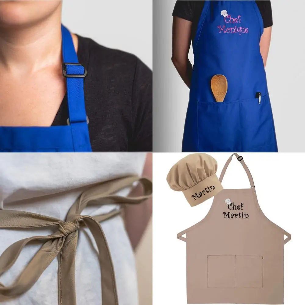 

Custom Embroidered Adult Apron and Hat Set for Men & Women - Perfect for Mother's Day, Kitchen, BBQ, and Grilling
