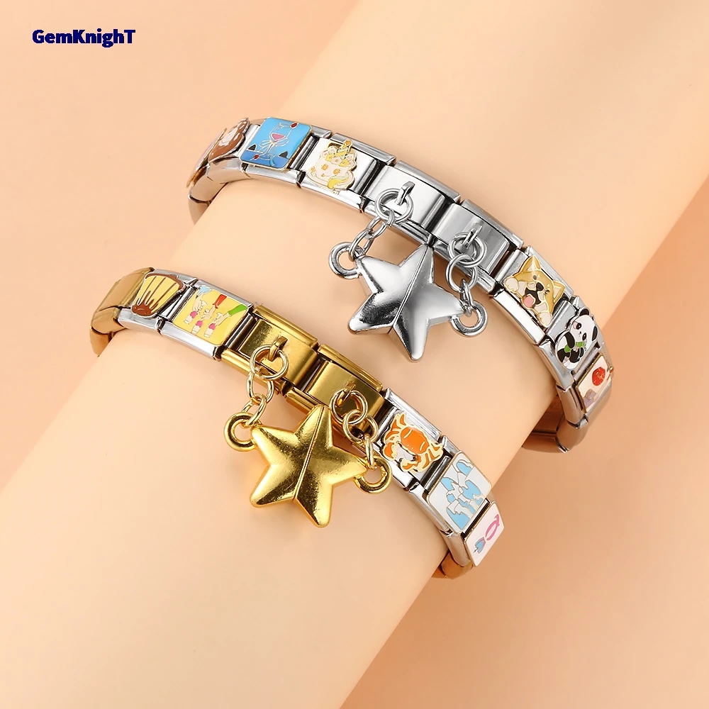 Abnehmbare sternförmige magnetische Anziehung italienischer Charm-Link für 9 mm DIY-Herstellung von Perlen, modischer Edelstahl-Armband-Schmuck – Detail 1