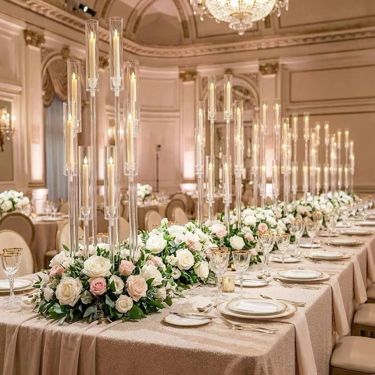 2-10PCS transparent acrylic candlesticks Candelabra candlestick event party wedding table centerpiece