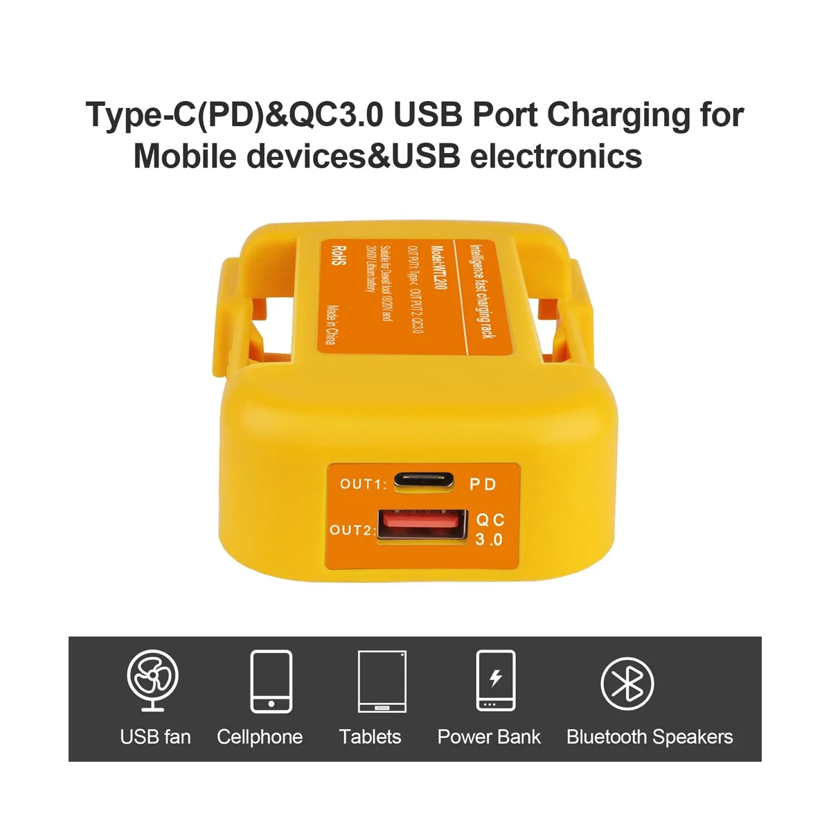 2 шт., USB-адаптер для быстрой зарядки Dewalt, 20 в