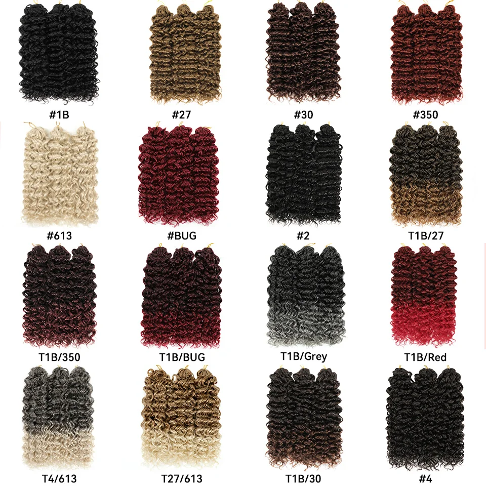 Burgundy Curly Crochet Hair Extensions 22 Inch Synthetic Afro Curls Ocean Wave Braiding Hair Ombre Grey Twist Braids for Women