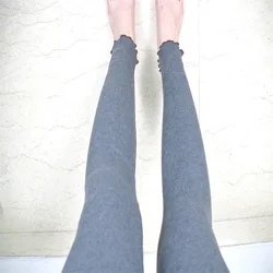 Mallas ajustadas de tela elástica para mujer, Leggings con parte inferior ondulada, color gris oscuro, talla grande 7xl, 6xl, 5xl, Xs