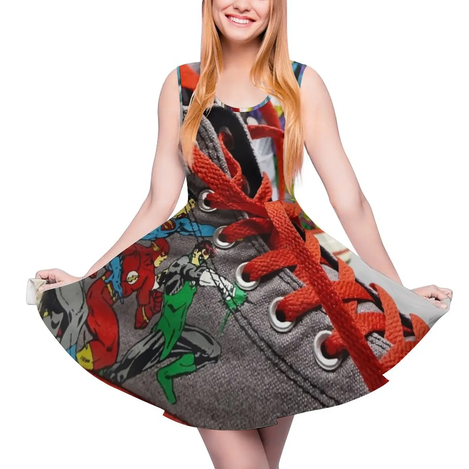 

hi-cut rubber shoes with animated characters Sleeveless Dress Women"s summer dress sexy short dresses daring