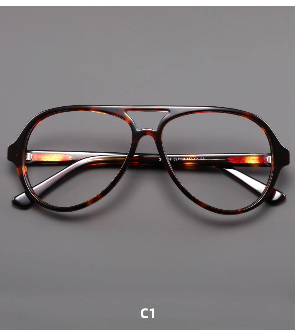 Pilotenbrille aus Acetat mit großem Rahmen für Herren, individuelle Korrektionsbrille, Persönlichkeits-Lesebrille, modische Brille – Detail 8