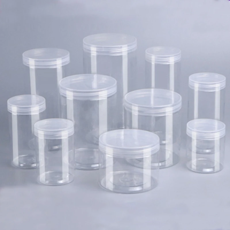 Transparent Sealed Tank Sealed Jar With Lid Circular Storage Bucket Grain Tank Plastic Bottle Home Supplies