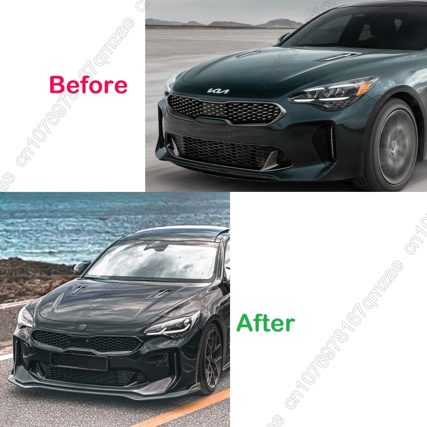 Tuning Gloss Black Style Accessories For Kia Stinger GT 2018-2023 3Pcs Car Front Lip Bumper Splitter Diffuser Body Kit Spoiler