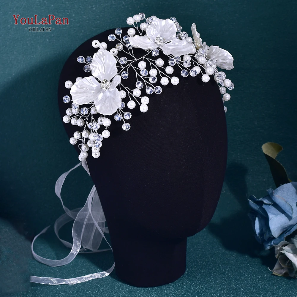 

YouLaPan Pearl Crystal Wedding Headbands Bridal Hair Accessories Jewelry Hair Band Gift Tiara Flower Bride Party Headdress HP820