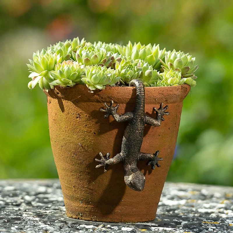 حديقة الزخرفية بوعاء شريك البرونزية أبو بريص اناء للزهور الحلي خمر البرونزية أبو بريص زارع وعاء المعانقة اناء للزهور قلادة #4