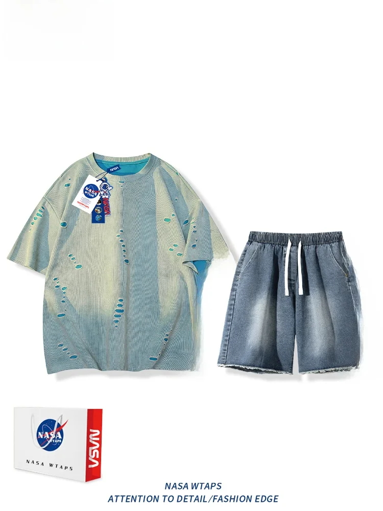 

Мужской летний тонкий комплект WTAPS American Style: футболка с коротким рукавом и шорты, повседневная спортивная одежда для подростков