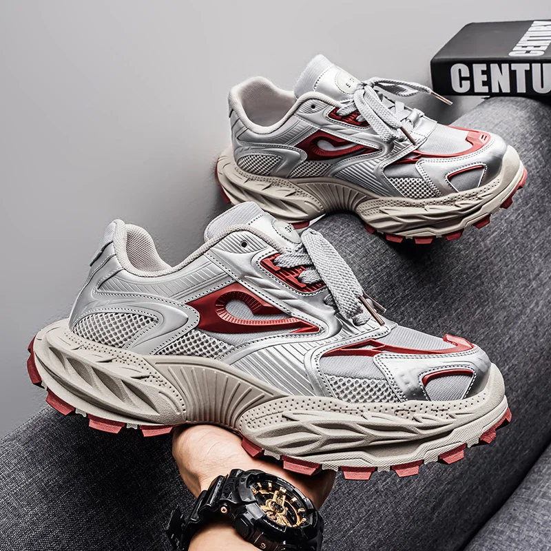 

Sports and leisure shoes, men's shoes, marathon oversized air cushioned shoes, fly woven all season rubber, wear-resistant, anti