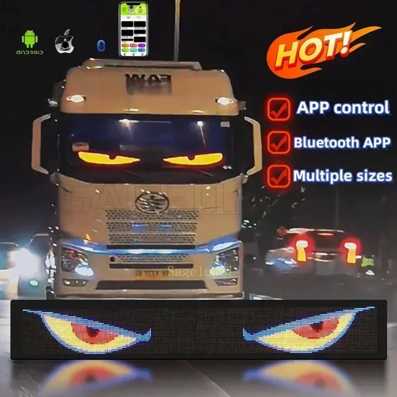 Eyes per camion Pannello pixel a matrice LED RGB Animazione per segnaletica per auto Pannello LED di controllo app Bluetooth programmabile fai-da-te Luce flessibile per display