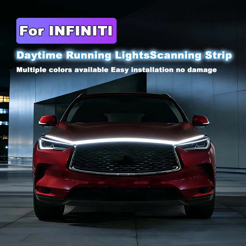 

For INFINITI FX37 FX45 FX50 LED Daytime Running Light Scan Starting Car Hood DRL Guide Decorative Ambient Lamp 12V