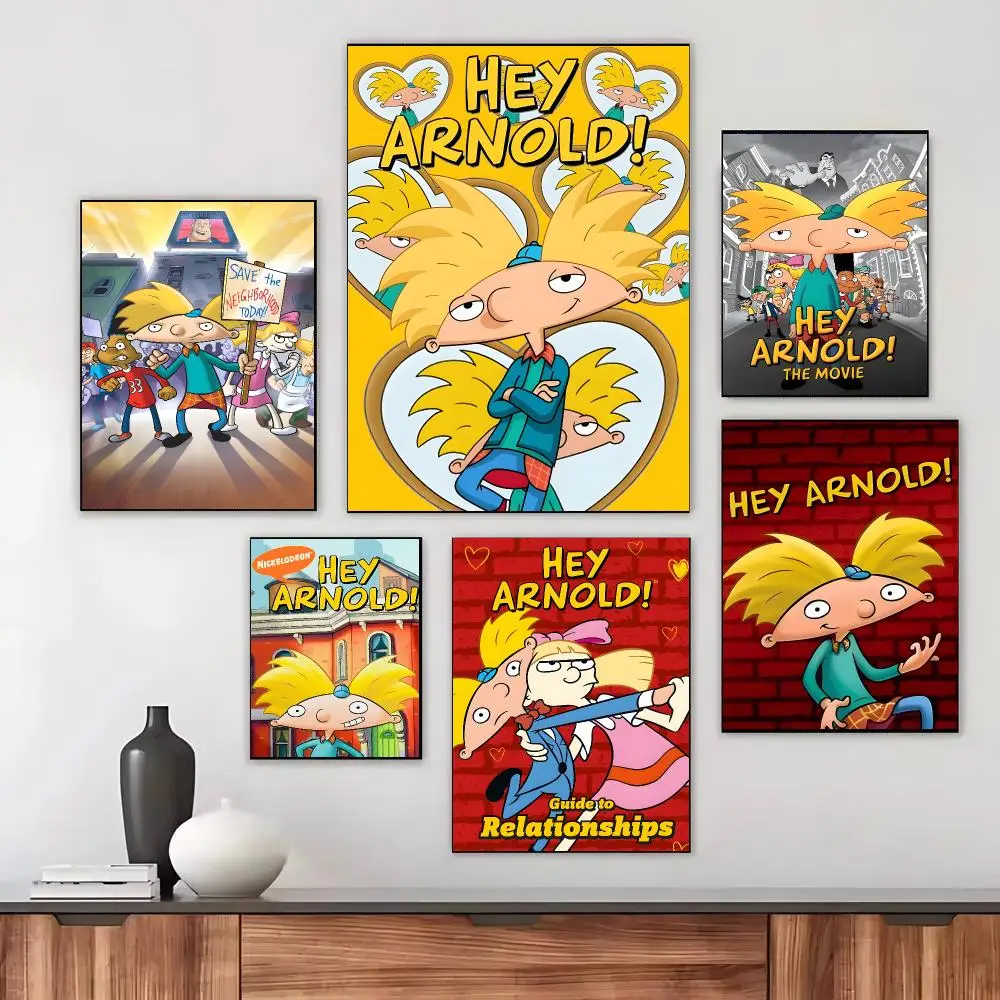1pc Anime H-Hey Arnold Poster Self-adhesive Living Room Bedroom Party Bar Decor Moisture-proof Fade-resistant
