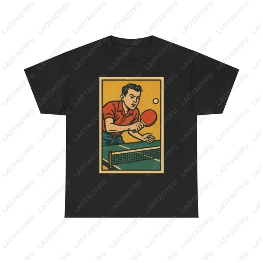 Retro Comic Style Table Tennis Ping Pong T Shirt Vintage Graphic Sport Lovers Tshirt Casual Fashion Cotton Man Women Clothing