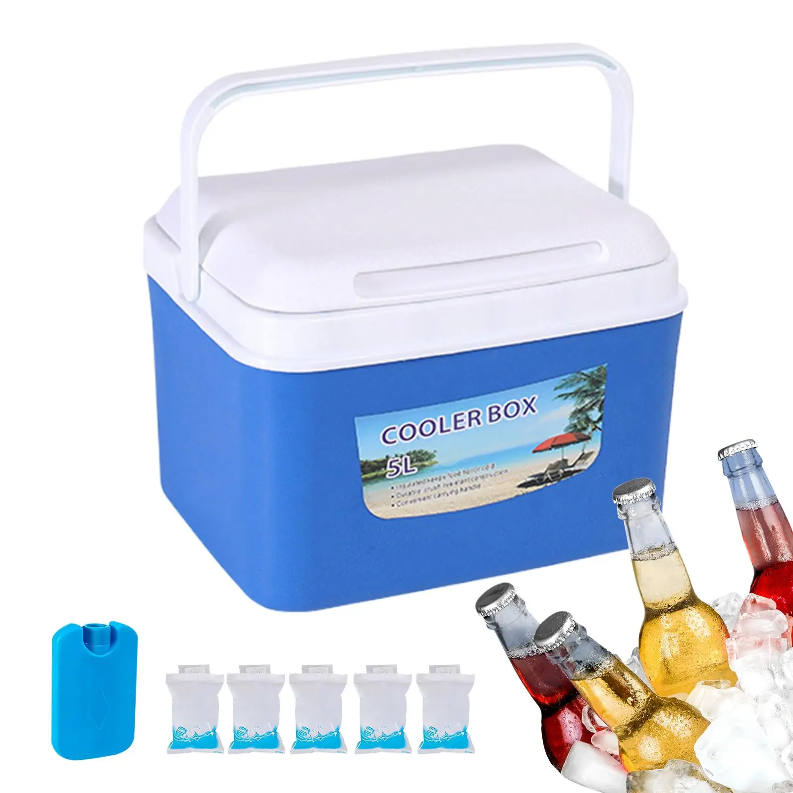 Isolierte Kühlbox, tragbare Kühltruhe für Camping, langlebiger Thermo-Lebensmittelbehälter für Strand, Picknick, Angeln, Reisen, Lieferungen, Arbeit
