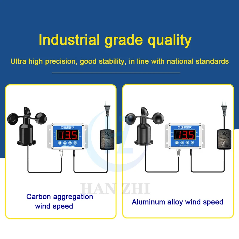 IOT Weather Station Wireless Tower Crane Wind Cup Anemometer Alarm Wind Meter Wind Speed Sensor