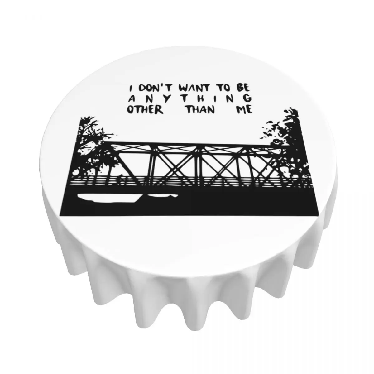 One Tree Hill- Bridge Waterproof Round Tablecloth Oilproof Table Cloth for Kitchen Events Dining Table Cover 60 inch