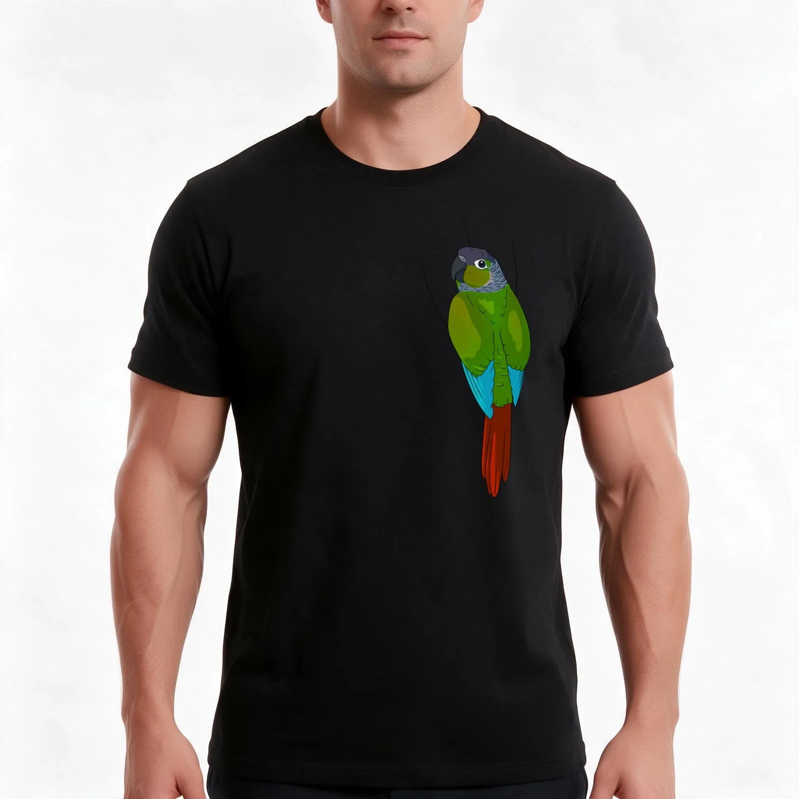 Green-Cheeked Conure T-Shirt Summer Casual Cotton Tee Oversized Streetwear Tops Vintage Graphic Print Loose Fit Short Sleeve